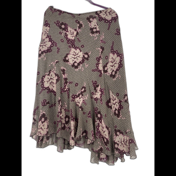VTG Silk Bohemian Y2K Handkerchief Skirt Midi Dark Romance Flowy Cottage 14 - Picture 1 of 9